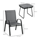Outsunny 3PCs Bistro Set with Breathable Mesh Fabric Stackable Chairs Light Grey