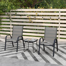 Outsunny 3PCs Bistro Set with Breathable Mesh Fabric Stackable Chairs Light Grey