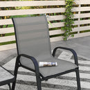 Outsunny 3PCs Bistro Set with Breathable Mesh Fabric Stackable Chairs Light Grey