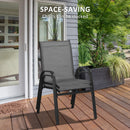 Outsunny 3PCs Bistro Set with Breathable Mesh Fabric Stackable Chairs Light Grey