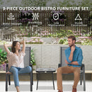 Outsunny 3PCs Bistro Set with Breathable Mesh Fabric Stackable Chairs Light Grey