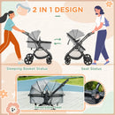 HOMCOM 2 in 1 Lightweight Pushchair -  Grey