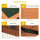 PawHut Wooden Rabbit Hutch, Antiseptic Outdoor, for 1-2 Rabbits - Orange
