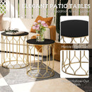 Outsunny Nesting Small Garden Table Set of 2 with Marble Effect Top