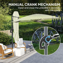 Outsunny 3(m) Garden Parasol w/ Lights, Crank Handle & Cross Base