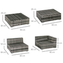 Outsunny Rattan Furniture Sofa Set - Grey