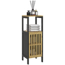 HOMCOM Bathroom Floor Cabinet Bamboo Bathroom Cupboard with Adjustable Shelf