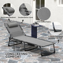 Outsunny Folding Sun Lounger with 5-Level Reclining Back, Side Table