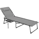 Outsunny Folding Sun Lounger with 5-Level Reclining Back, Side Table