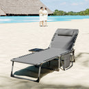 Outsunny Folding Sun Lounger with 5-Level Reclining Back, Side Table