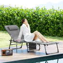 Outsunny Folding Sun Lounger with 5-Level Reclining Back, Side Table