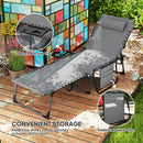 Outsunny Folding Sun Lounger with 5-Level Reclining Back, Side Table