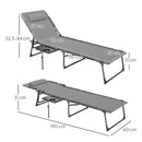 Outsunny Folding Sun Lounger with 5-Level Reclining Back, Side Table