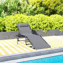 Outsunny Folding Sun Lounger with 5-Level Reclining Back, Side Table