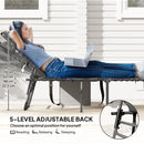 Outsunny Folding Sun Lounger with 5-Level Reclining Back, Side Table