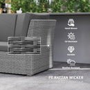Outsunny 10-Seater Sofa Sectional W/ Cushioned Seat, Footstools And Glass Table