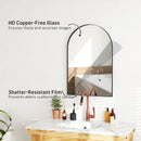 HOMCOM Arch Bathroom Mirror, Modern Wall Mirror with Steel Frame, Black