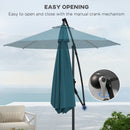Outsunny 3(m) Cantilever Parasol with Cross Base, Crank Handle, Tilt