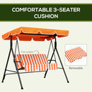 Outsunny Outdoor 3-person Porch Swing Chair with Adjustable Canopy Orange