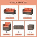 Outsunny Rattan Sofa Set Furniture with Storage - Brown