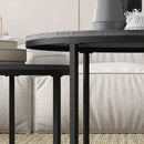 HOMCOM 2 Pcs Stacking Coffee Table Set Steel Frame Wood Effect Top Foot Pads