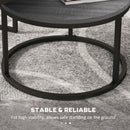 HOMCOM 2 Pcs Stacking Coffee Table Set Steel Frame Wood Effect Top Foot Pads