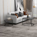 HOMCOM 2 Pcs Stacking Coffee Table Set Steel Frame Wood Effect Top Foot Pads