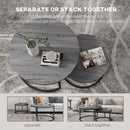 HOMCOM 2 Pcs Stacking Coffee Table Set Steel Frame Wood Effect Top Foot Pads