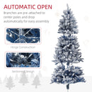 HOMCOM 6 Foot Artificial Blue Snow Flocked Christmas Tree with Hinged Branches