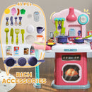 AIYAPLAY 45 Pieces Kids Kitchen w/ Rotating Tables, Light, Sound, Spray