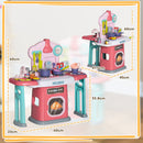 AIYAPLAY 45 Pieces Kids Kitchen w/ Rotating Tables, Light, Sound, Spray