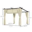Outsunny 3 x 3(m) Metal Pergola with Retractable Roof and Sidewalls, Grey