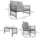 Outsunny 4 Seater Rattan Garden Sofa Set With Glass Top Coffee Table