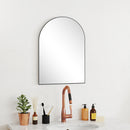 HOMCOM Arch Bathroom Mirror, Modern Wall Mirror with Steel Frame, Black
