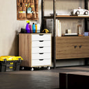 Vinsetto Mobile Filing Cabinet, 5-drawer File Cabinet with Wheels, Oak