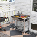 HOMCOM Outdoor Kitchen Sink Unit With Cold And Hot Water Pipe