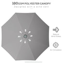 Outsunny Solar Patio Garden Parasol with Lights for Outdoor, Light Grey