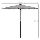 Outsunny Solar Patio Garden Parasol with Lights for Outdoor, Light Grey