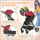 HOMCOM Baby Stroller - Pushchair - Pram - Red