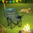 Outsunny Camping Chair For Adults, Padded Folding Chair - Green/Grey