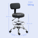 HOMCOM Faux Leather Adjustable Stool, 360Â° Swivel Chair For Study, Black