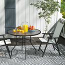 Outsunny Outdoor Round Dining Table Tempered Glass Top w/ Parasol Hole 100cm