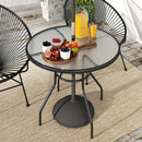 Outsunny Outdoor Round Dining Table Tempered Glass Top w/ Parasol Hole 100cm