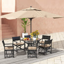 Outsunny Outdoor Round Dining Table Tempered Glass Top w/ Parasol Hole 100cm