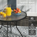 Outsunny Outdoor Round Dining Table Tempered Glass Top w/ Parasol Hole 100cm