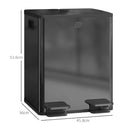 HOMCOM 2 x 20L Dual Kitchen Bin Pedal Bin for Recycling and Waste
