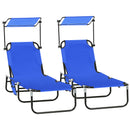 Outsunny 2 Piece Folding Sun Loungers with Adjustable Backrest, Tan Brown