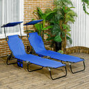 Outsunny 2 Piece Folding Sun Loungers with Adjustable Backrest, Tan Brown