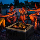 Outsunny Metal Large Firepit  w/ Rain Cover  86 x 86 x 54cm, Black