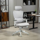 HOMCOM Ergonomic Office Chair, Recliner Computer Chair with Footrest, Grey